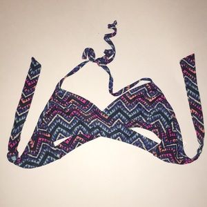 Pink and Blue Chevron Bikini Top